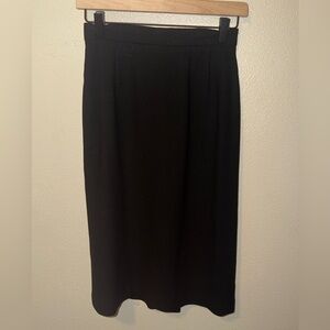 Vintage Black 100% Wool Midi Pencil Skirt – Made in USA – Size 4
